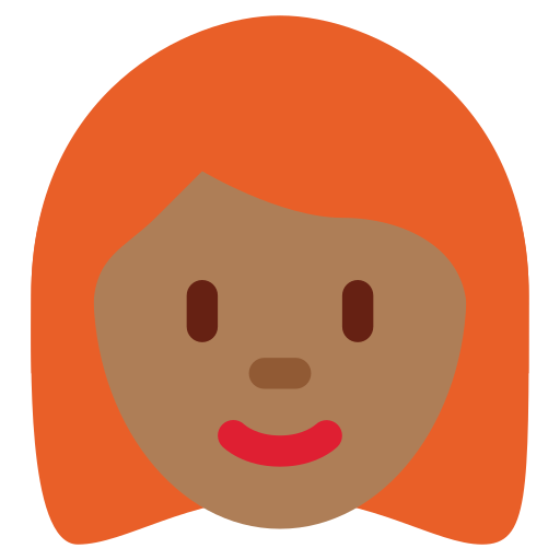 Женщина: темный тон кожи рыжие волосы для Twitter (X) Twemoji 15.0.3