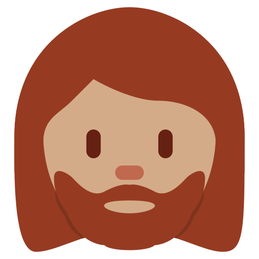 Бородата жінка: середній тон шкіри для Twitter (X) Twemoji 15.0.3