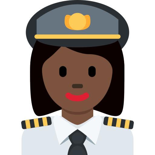 Женщина-пилот: очень темный тон кожи для Twitter (X) Twemoji 15.0.3