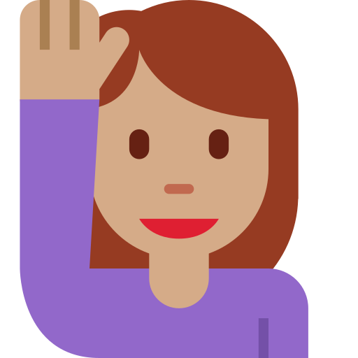 Женщина с поднятой рукой: средний тон кожи для Twitter (X) Twemoji 15.0.3