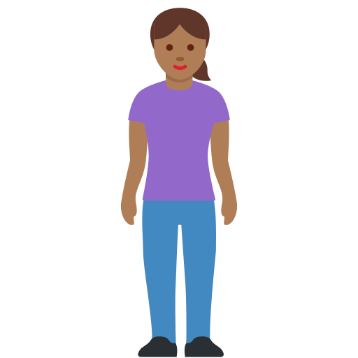 Жінка стоїть: темний тон шкіри для Twitter (X) Twemoji 15.0.3