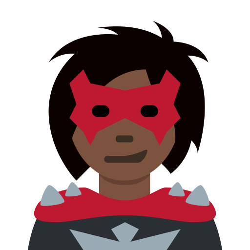 Жінка-суперлиходій: дуже темний тон шкіри для Twitter (X) Twemoji 15.0.3