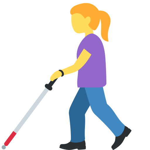 Женщина с тростью для ходьбы для Twitter (X) Twemoji 15.0.3
