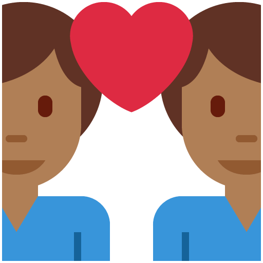 Пара з серцем-чоловік: середньо-темний тон шкіри, чоловік: без тону шкіри для Twitter (X) Twemoji 15.0