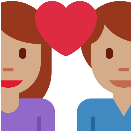 Пара с сердцем - Женщина: Средний тон кожи, Мужчина: Без тона кожи для Twitter (X) Twemoji 15.0