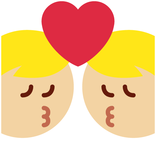 Поцілунок-чоловік: середньо-світлий тон шкіри, чоловік: без тону шкіри для Twitter (X) Twemoji 15.0