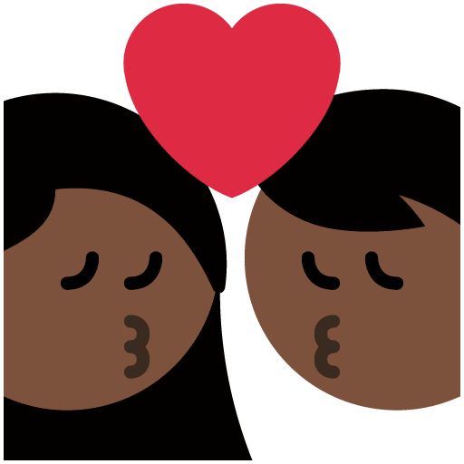 Поцелуй - Женщина: Темный тон кожи, Мужчина: Без тона кожи для Twitter (X) Twemoji 15.0
