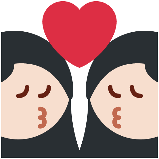 Beijo - Mulher: Tom de pele claro, Mulher: Sem tom de pele para Twitter (X) Twemoji 15.0
