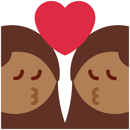 Поцелуй - Женщина: Средне-темный тон кожи, Женщина: Без тона кожи для Twitter (X) Twemoji 15.0