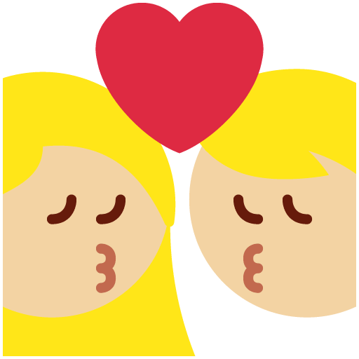 Поцілунок-жінка: середньо-світлий тон шкіри, чоловік: без тону шкіри для Twitter (X) Twemoji 15.0