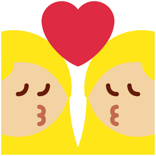 Поцілунок-жінка: середньо-світлий тон шкіри, жінка: без тону шкіри для Twitter (X) Twemoji 15.0