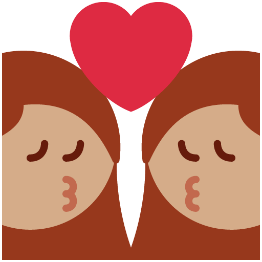 Поцілунок-жінка: середній тон шкіри, жінка: без тону шкіри для Twitter (X) Twemoji 15.0