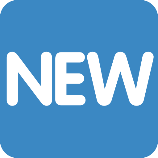 Wort „New“ In Blauem Quadrat