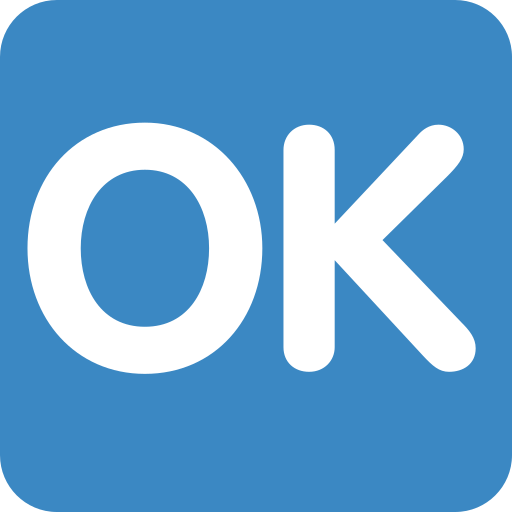 Großbuchstaben OK In Blauem Quadrat