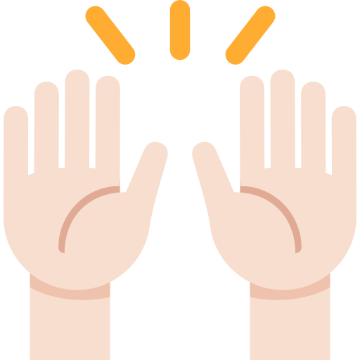Zwei Erhobene Handflächen: Helle Hautfarbe