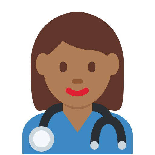 Profesional Sanitario Mujer: Tono de Piel Oscuro Medio
