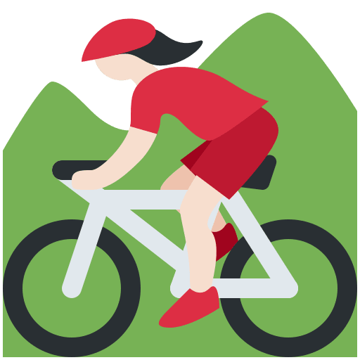 Mujer En Bicicleta De Montaña: Tono de Piel Claro