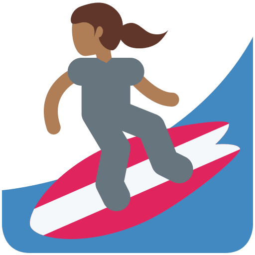 Mujer Haciendo Surf: Tono de Piel Oscuro Medio