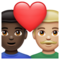Couple avec cœur: Homme, Homme, Peau Foncée, Peau Moyennement Claire