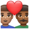 Couple avec cœur: Homme, Homme, Peau Moyenne, Peau Moyennement Foncée