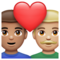 Couple avec cœur: Homme, Homme, Peau Moyenne, Peau Moyennement Claire