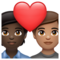 Couple avec cœur: Personne, Personne, Peau Foncée, Peau Moyenne