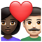 Couple avec cœur: Femme, Homme, Peau Foncée, Peau Claire