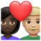 Couple avec cœur: Femme, Homme, Peau Foncée, Peau Moyennement Claire