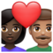 Couple avec cœur: Femme, Homme, Peau Foncée, Peau Moyenne