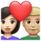 Couple avec cœur: Femme, Homme, Peau Claire, Peau Moyennement Claire