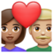 Couple avec cœur: Femme, Homme, Peau Moyenne, Peau Moyennement Claire