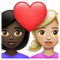 Couple avec cœur: Femme, Femme, Peau Foncée, Peau Moyennement Claire