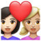 Couple avec cœur: Femme, Femme, Peau Claire, Peau Moyennement Claire