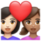 Couple avec cœur: Femme, Femme, Peau Claire, Peau Moyenne