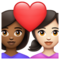 Couple avec cœur: Femme, Femme, Peau Moyennement Foncée, Peau Claire