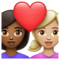 Couple avec cœur: Femme, Femme, Peau Moyennement Foncée, Peau Moyennement Claire