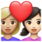 Couple avec cœur: Femme, Femme, Peau Moyennement Claire, Peau Claire