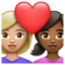 Couple avec cœur: Femme, Femme, Peau Moyennement Claire, Peau Moyennement Foncée