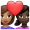Couple avec cœur: Femme, Femme, Peau Moyenne, Peau Foncée