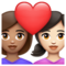 Couple avec cœur: Femme, Femme, Peau Moyenne, Peau Claire