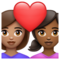 Couple avec cœur: Femme, Femme, Peau Moyenne, Peau Moyennement Foncée