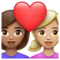 Couple avec cœur: Femme, Femme, Peau Moyenne, Peau Moyennement Claire