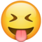 Visage Qui Tire La Langue Les Yeux Plissés
