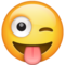 Visage Qui Tire La Langue Et Fait Un Clin D’Œil