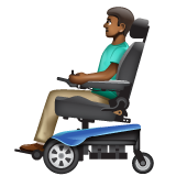 मोटर व्हीलचेयर पर बैठा आदमी: मध्यम-गहरे रंग की त्वचा