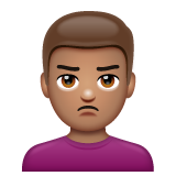 मुँह फुलाया हुआ पुरुष: मध्यम रंग की त्वचा