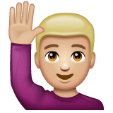 Чоловік з піднятою рукою: світлий тон шкіри для WhatsApp 2.25.1.75
