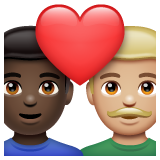Couple avec cœur: Homme, Homme, Peau Foncée, Peau Moyennement Claire