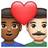 Couple avec cœur: Homme, Homme, Peau Moyennement Foncée, Peau Claire