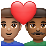 Couple avec cœur: Homme, Homme, Peau Moyenne, Peau Moyennement Foncée